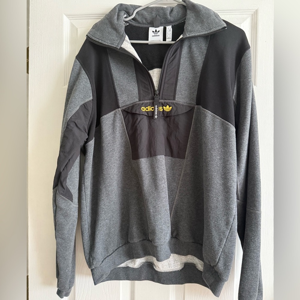 Adidas Black and Gray Zip Up Sweater